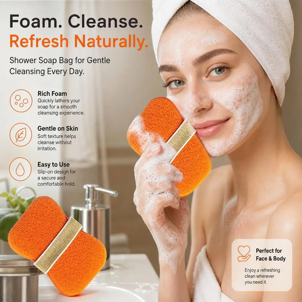 Sponge Soap Bag Bath Cleansing Foaming Net Pouch Body Exfoliating Scrubber Sponges Bathroom Nylon Soap Pocket Quake