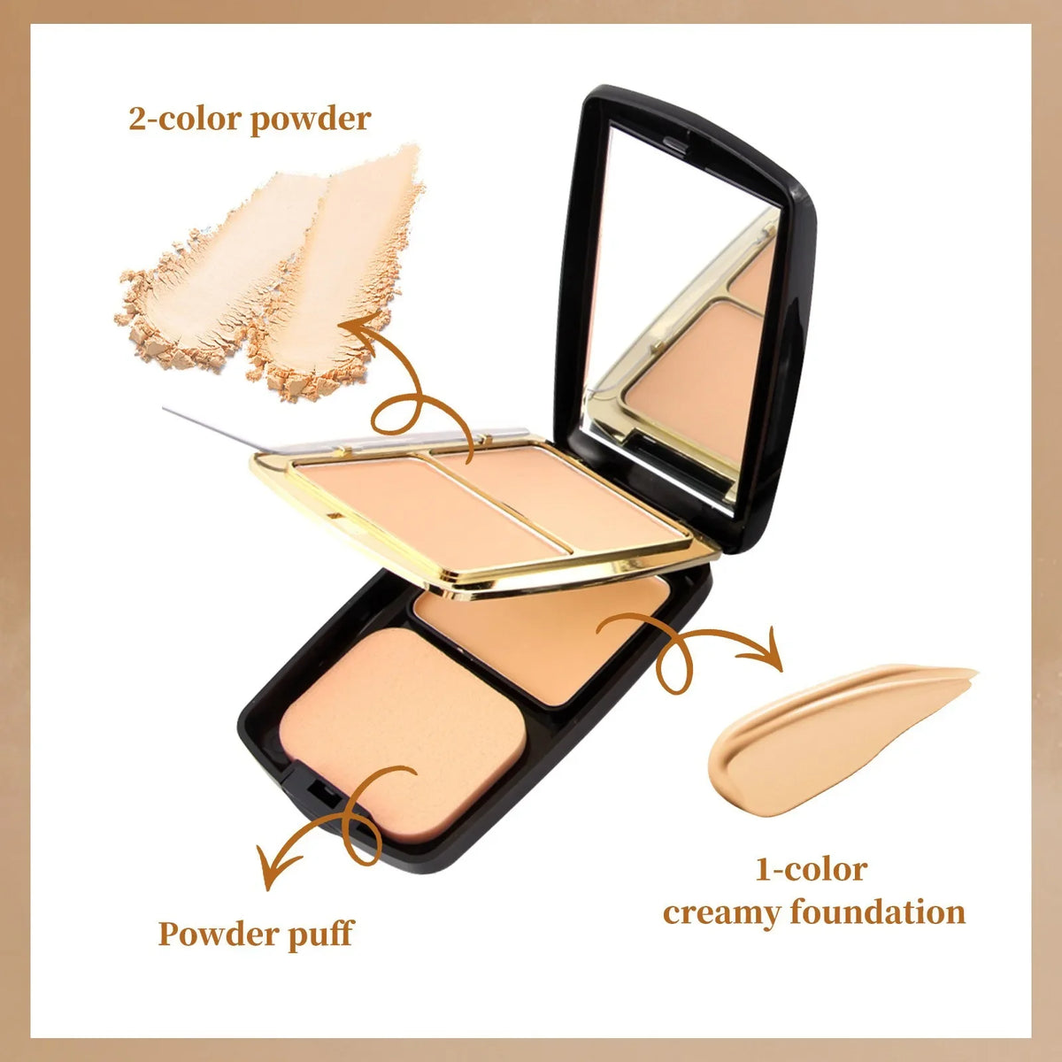 MISSROSE Double Layer Pressed Face Powder with Mirror 3 Natural Colors Lightweight Matte Finish Setting Powder for Valentine's Quake