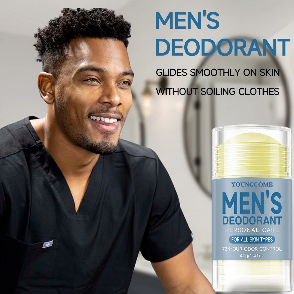 YOUNGCOME Men Deodorant StickRemove Armpit Odor Underarm Refresh Sticks Refresh Anti Sweating Keep Drying Lasting Fragrance Quake