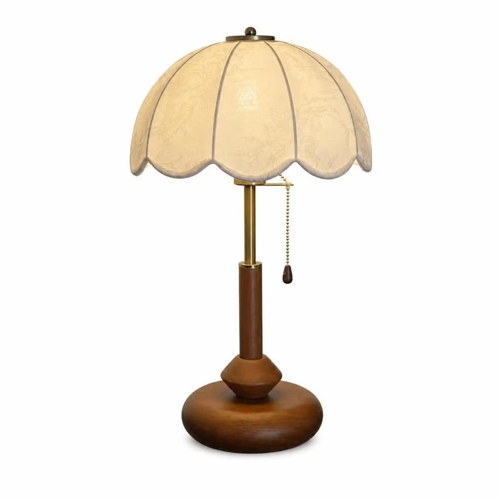 Wooden Table Lamp Vintage Table Lamp with Wood Base Floral for Nightstand, Reading Nook Quake