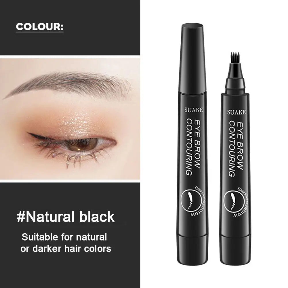 5 Colors Eyebrow Pen Waterproof 4 Fork Tip Eyebrow Pen Eyebrow Tattoo Waterproof Liquid Black Eye Brow Pencil Natual Brow Makeup Quake 05-black CN