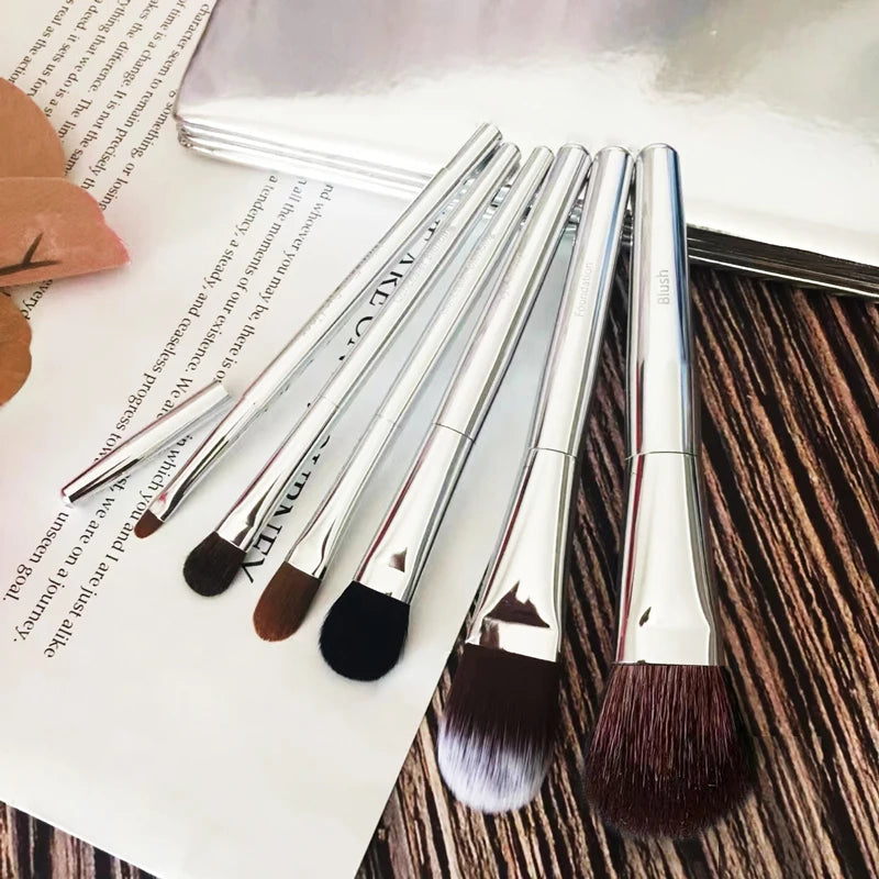 BB Series Silver 6pcs Makeup Brushes Set Foundation Loose Powder Concealer Eyeshadow Brush Cosmaetic Tools For Beauty Quake