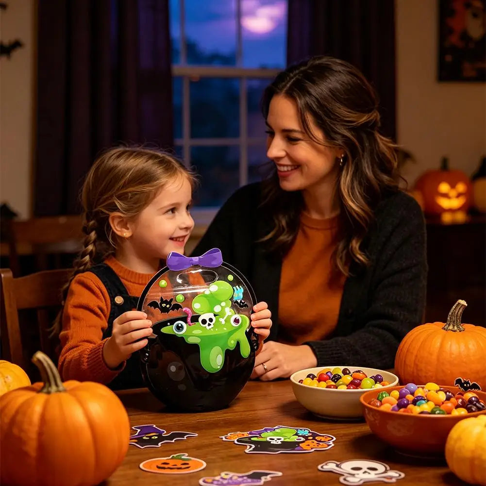 Halloween Pumpkin Candy Bags Portable Handle PE Treat Storage Bags for Kids School Party Gift Packaging Decorations Quake