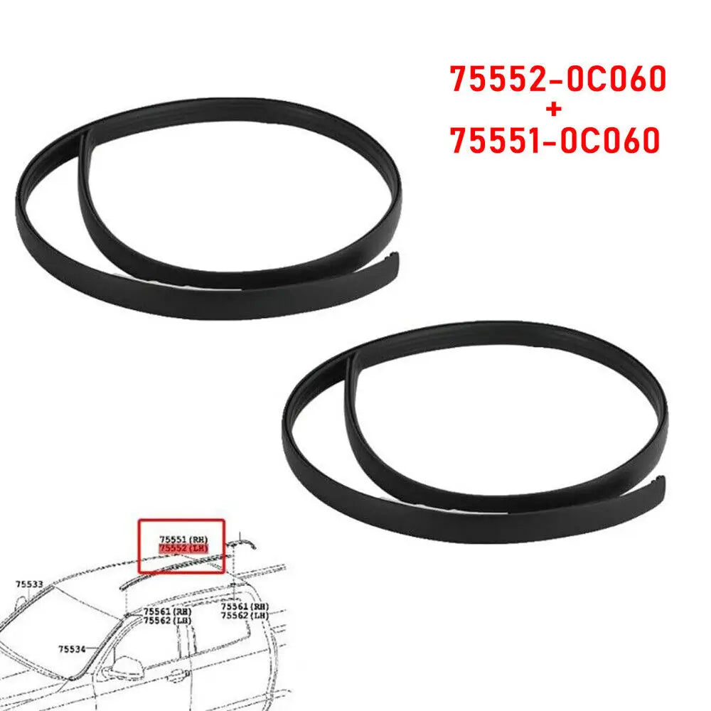 165cm For Toyota Tundra Crewmax 2007-2021 755510C060 755520C060Pair Car Roof Drip Finish Moulding Seal Strips Parts Accessories Quake