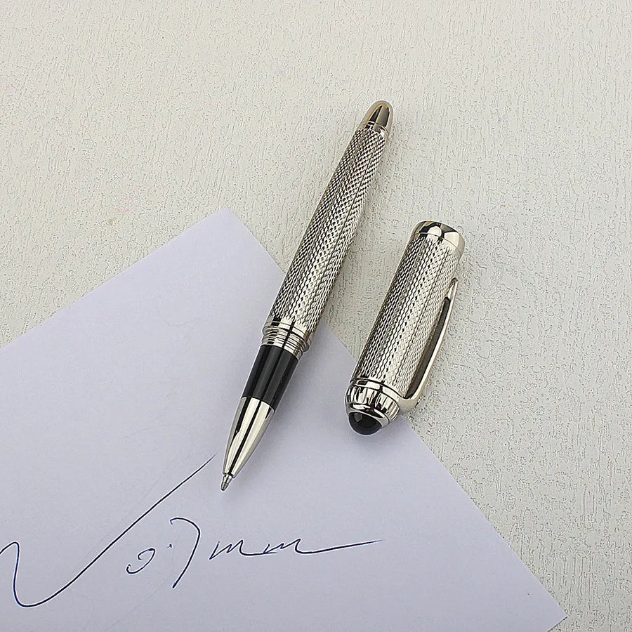 Luxury Big Barrel Rollerball Pen with Silver Clip Smooth Writing for Business Gift (Blue Ink) PK Jinhao 159 Quake