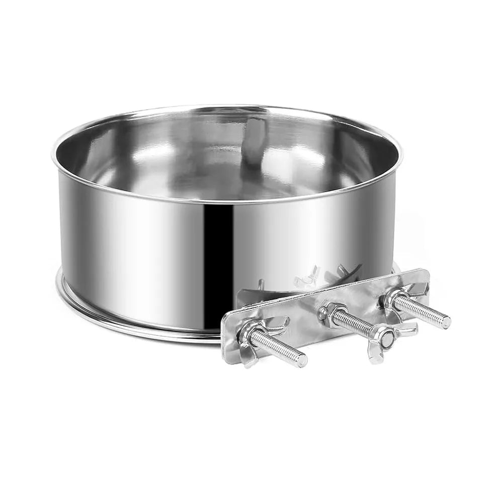 New Stainless Steel Pet Bowl Anti-gnawing Hanging Pet Feeder Cage Food Dispenser Parrot Bird Quake 12x5cm