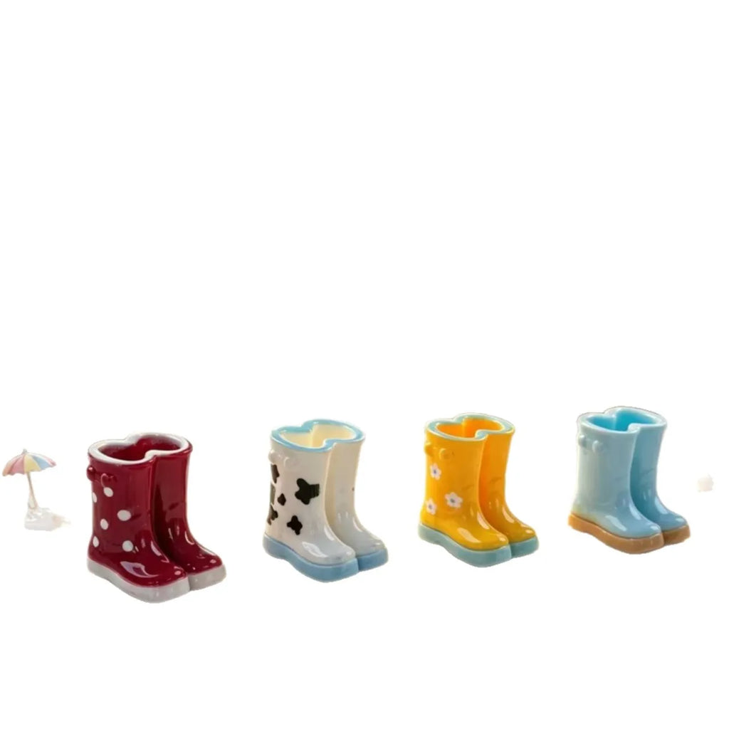 10Pcs Cute Clorful Miniature Home Decor Polka Dot Resin Rain Boots Mini Dollhouse For Fairy Garden DIY Jewelry Making Accessory Quake