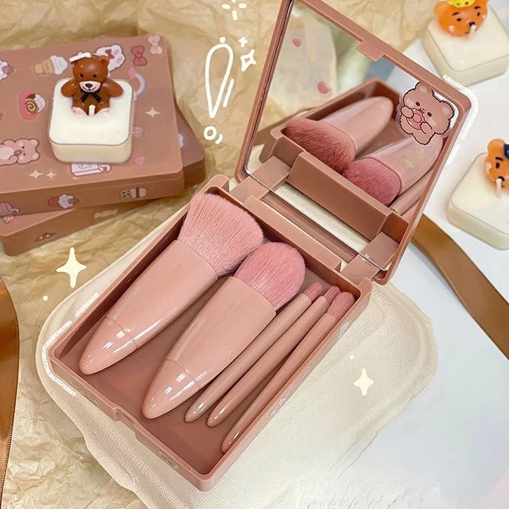 5pcs Portable Mini Makeup Brushes Set Foundation Brush Eyeshadow Brush Fiber Soft Makeup Brushes for Women Makeup Beginner Quake