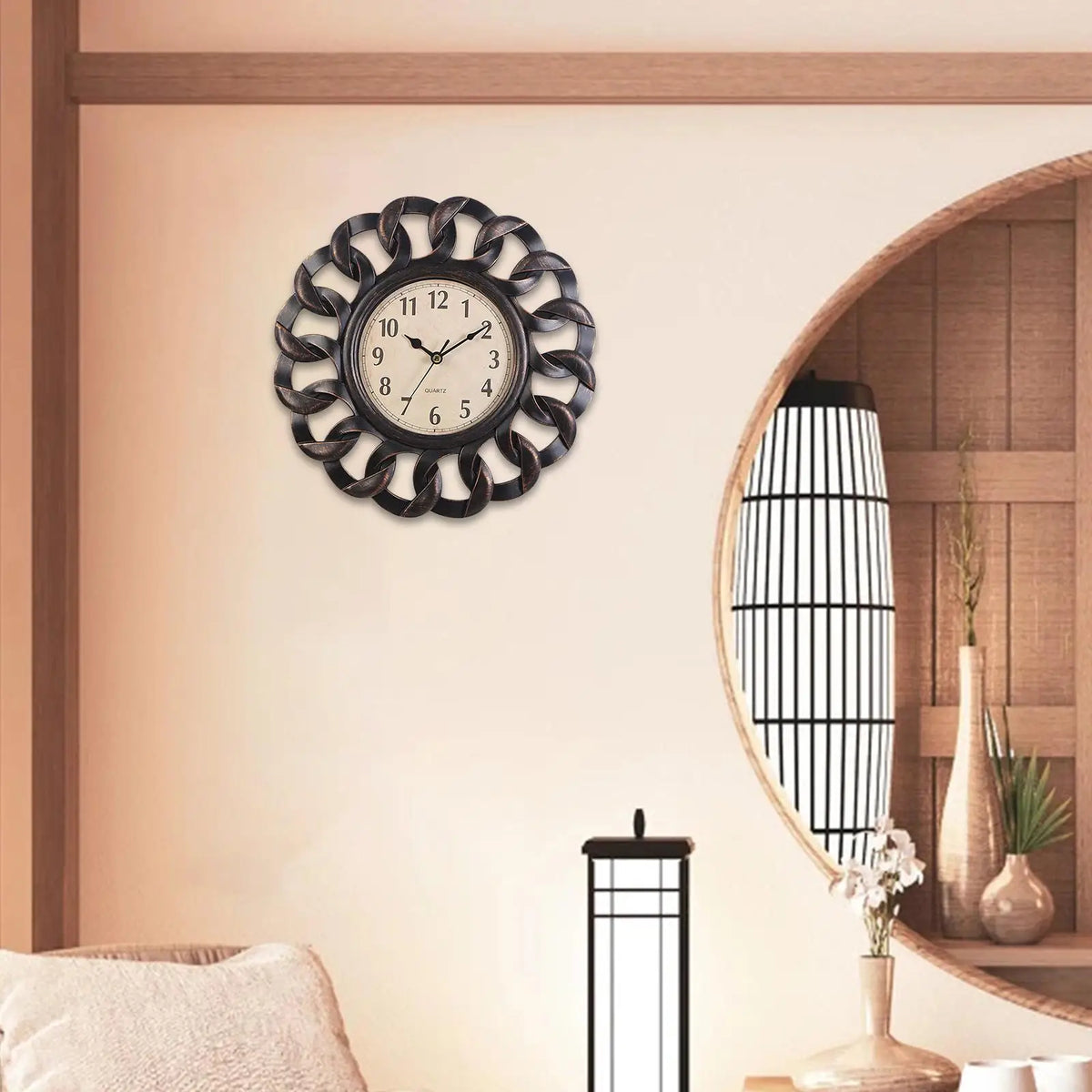 10inch Retro Wall Clock Vintage Non Ticking Quartz Battery Operated Easy Read for Kitchen Quake Black
