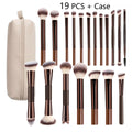 19 PCS Double-Ended Makeup Brush Set with Case Professional Foundation Powder Concealers Eyeshadow Blush Soft Bristles Quake 19 PCS With Case
