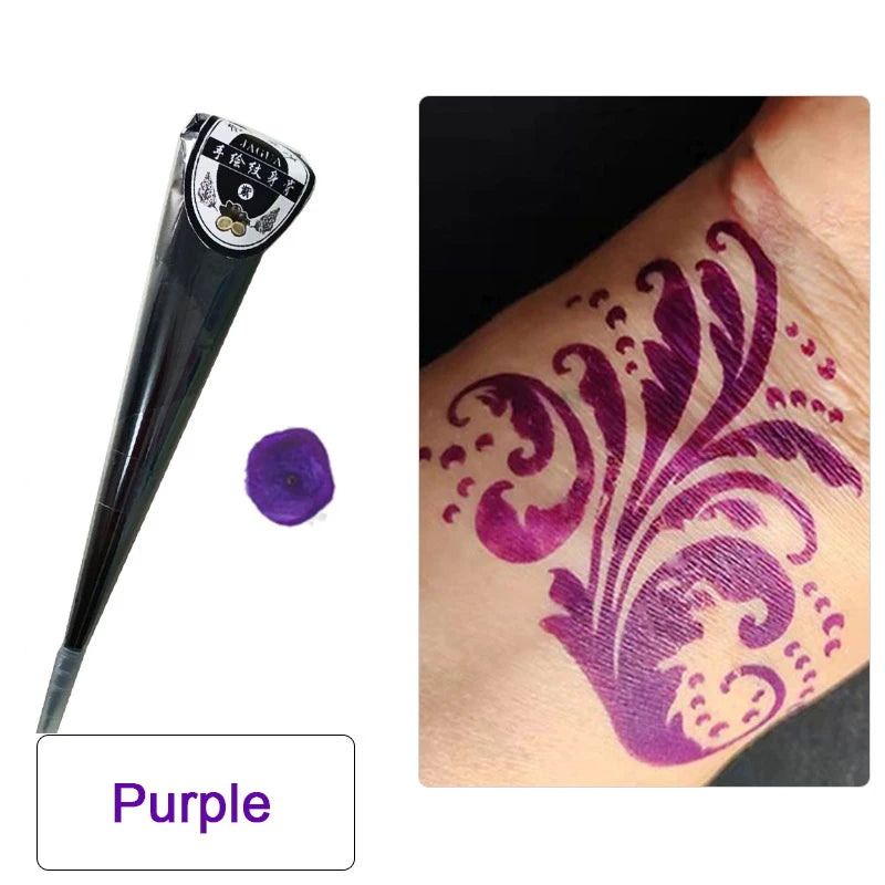 Temporary Cream Semi-Hand-Painted Cream Tattoo Cream Smear Tattoo Color Material India Painting Color DIY Tattoo Cone Body Art Quake purple