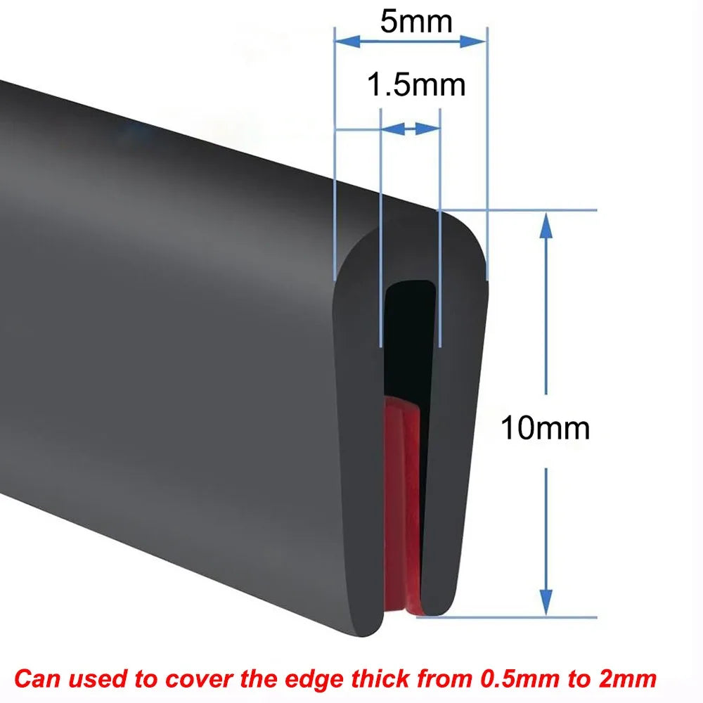 New U-Shape Edge Protector Strip Trim 3 Meters Rubber Edge Trim Strip Waterproof Edge Protector Quake 10X5mm