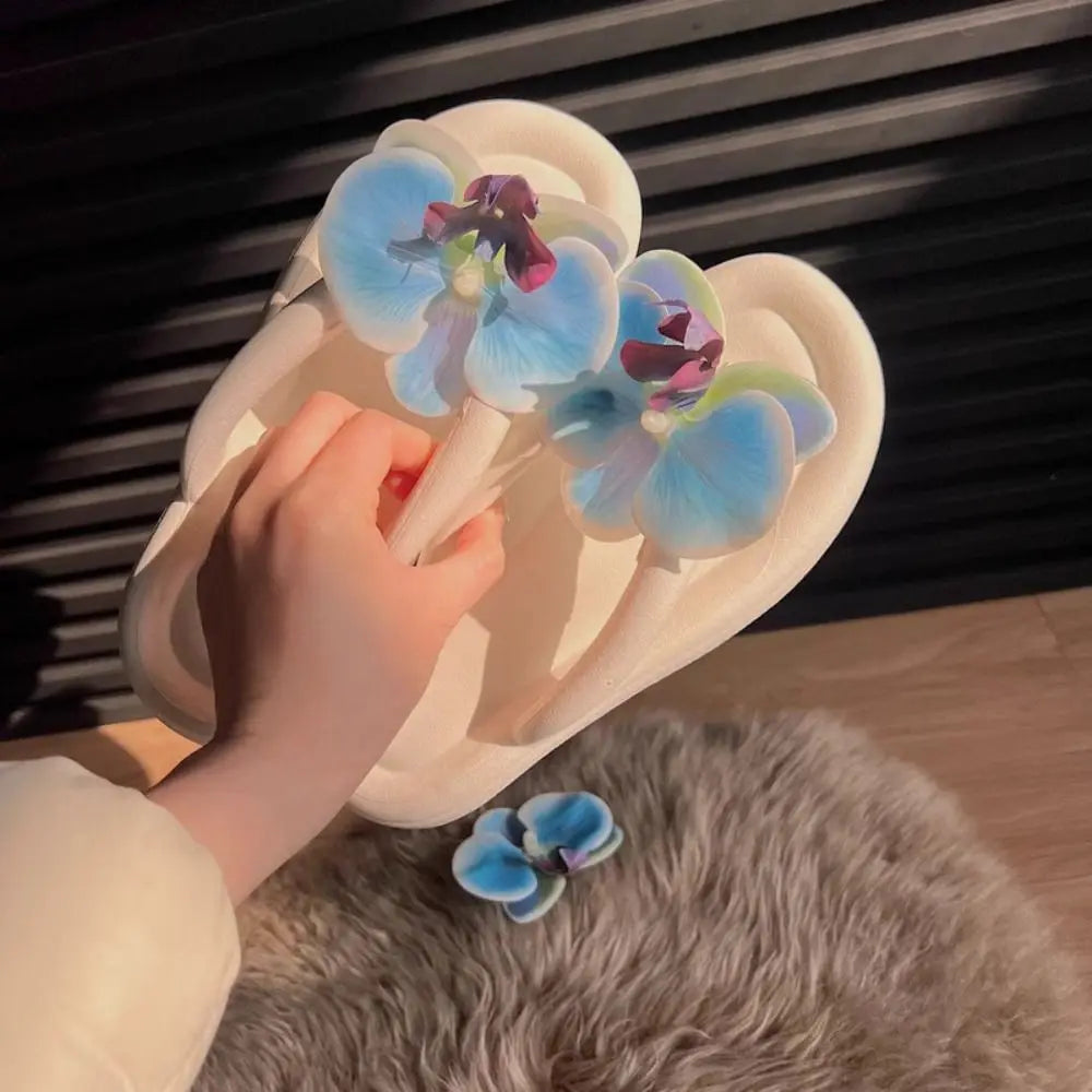 Fashion EVA Flip Flops Butterfly Orchid Anti-Slip Sandals Summer Herringbone Slippers Summer Quake