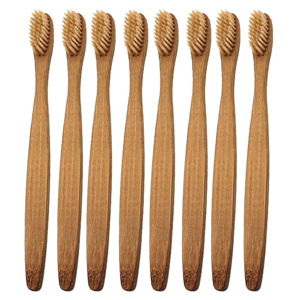 8pcs Bamboo Toothbrush Wooden Eco-Friendly Bristle Tooth Brushes For Sensitive Gums Teeth Stain Removal Sustainable Oral Quake Default Title