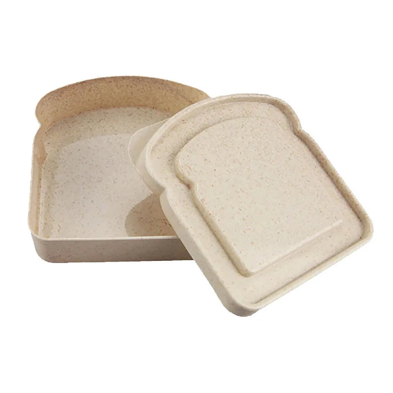 Toast Shaped Lunch Box Sandwich Container Leakproof Bento School Office Picnic Lunch Box for Kids Food Storage Containers Quake Beige 1 1