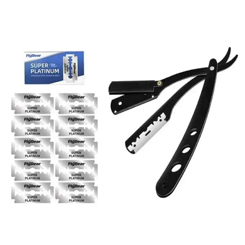 VVOCCI Premium Men's Stainless Steel Manual Safety Razor – Classic Black Wet Shaving System with Replaceable Blades Quake