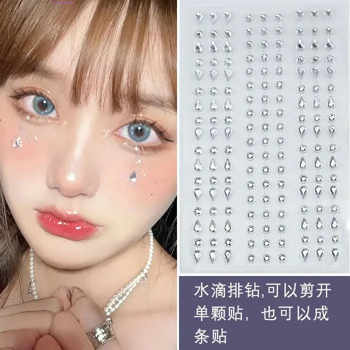 Eye Tear Makeup Teardrop Diamonds Rhinestone Stickers Self Adhesive Face Decoration for Women DIY Party Temporary Tattoo Sticker Quake NO.4