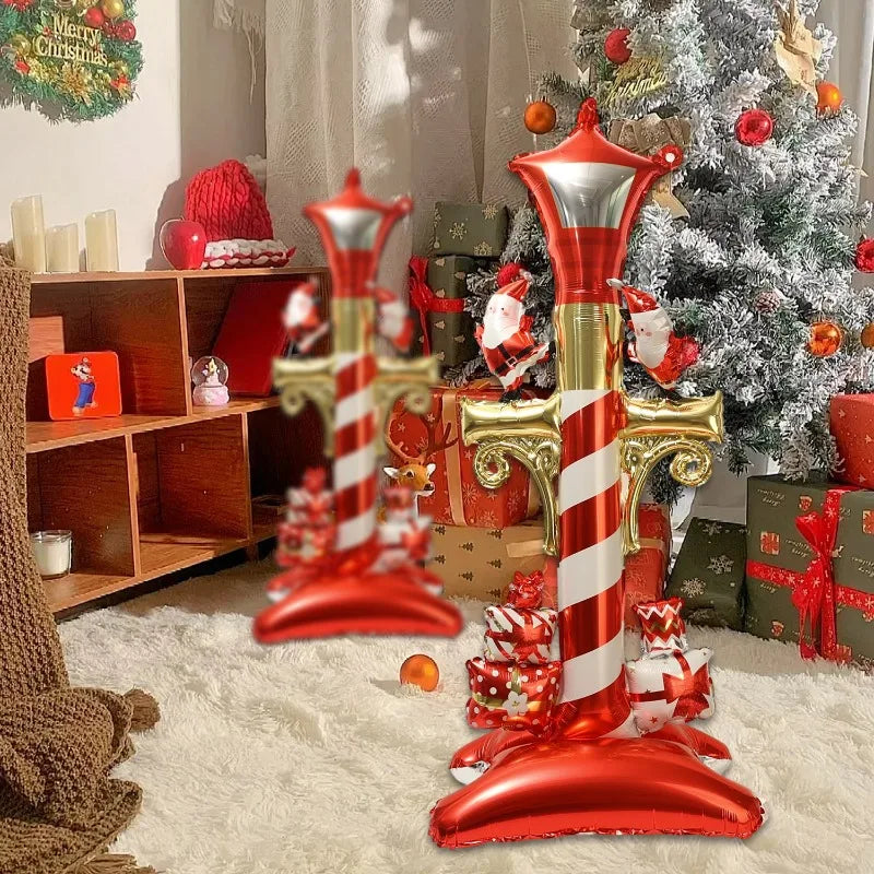 3/1PCS Large Standing Christmas Street Light Balloon Reusable Christmas Aluminum Film Balloon New Year Party Theme Decoration Quake