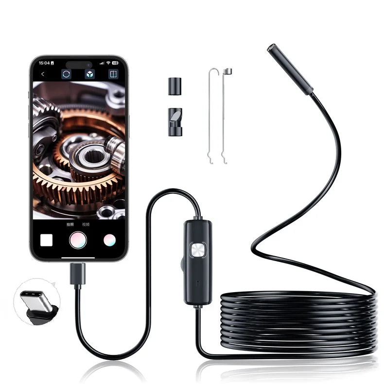 USB Endoscope for OTG Android Phone 5.5mm Borescope Inspection Snake Camera IP67 Waterproof with 6 LED Lights For Type C Quake 2m