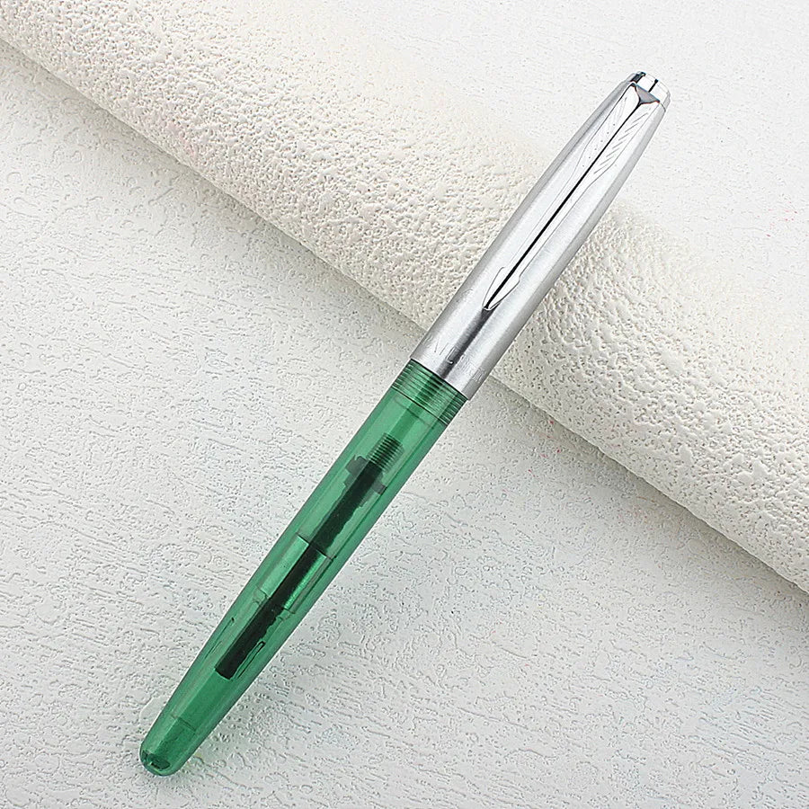 Luxury High Quality 0.38MM Fountain Pen Classic Write Retro Plastic Transparent Finance Nib Pen Stationery Office Supplies Quake 017-3 0.38MM
