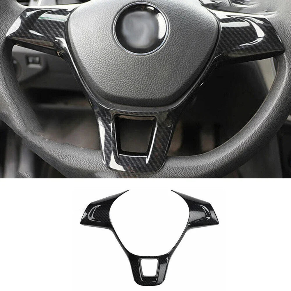 For Volkswagen VW Jetta MK6 2015 2016 2017 2018 Carbon Fiber Look ABS Car Interior Steering Wheel Frame Trim Cover Decoration Quake Type A
