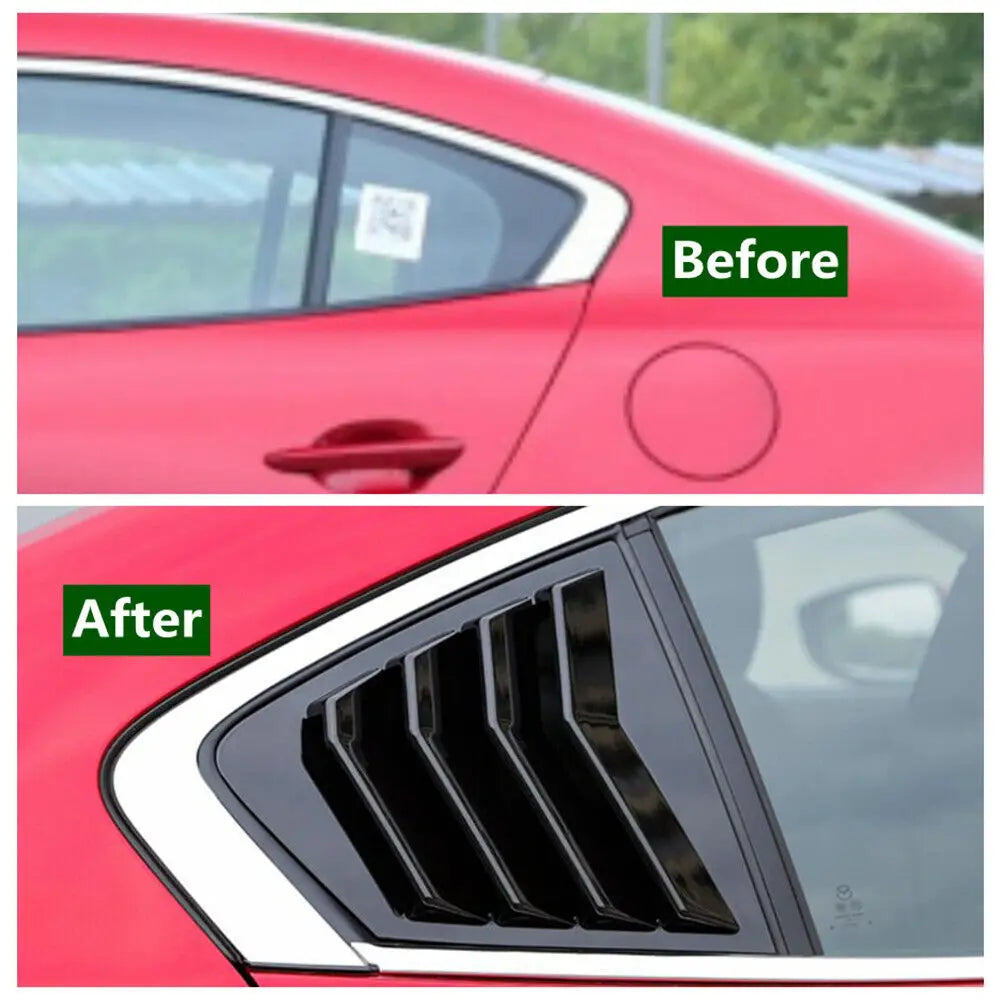 For Mazda 3 Axela Sedan 2020 2021 2022 Car Rear Louver Window Side Shutter Cover Trim Sticker Vent Scoop ABS Carbon Fiber Black Quake
