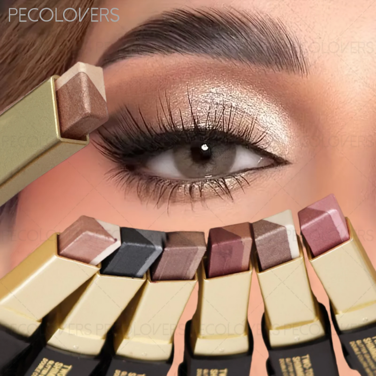 1PC Two-color Eyeshadow Stick, Eye Highlighter, Lazy Eyeshadow, One Touch To Set, High Color Development, Eye Cosmetics Quake