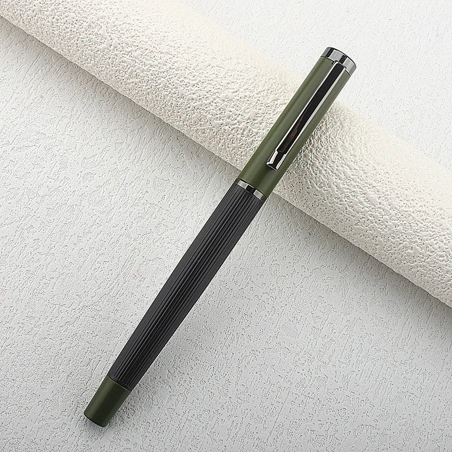 1 PCS Luxury Student Metal 5069 Fountain Pen 0.5MM Nib With Ink Converter Gray Trim Fancy Gift Calligraphy Writing Pen Quake