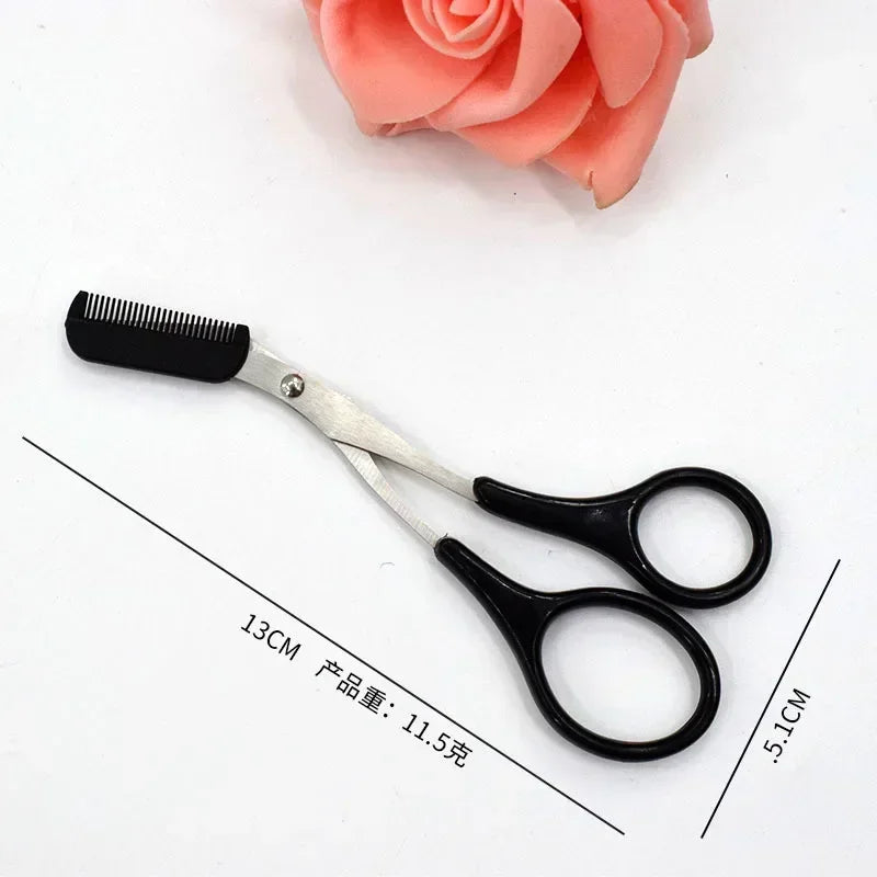 Professional Stainless Steel Eyebrow Trimmer Scissors with Comb – Precision Grooming Tool for Women Makeup Quake