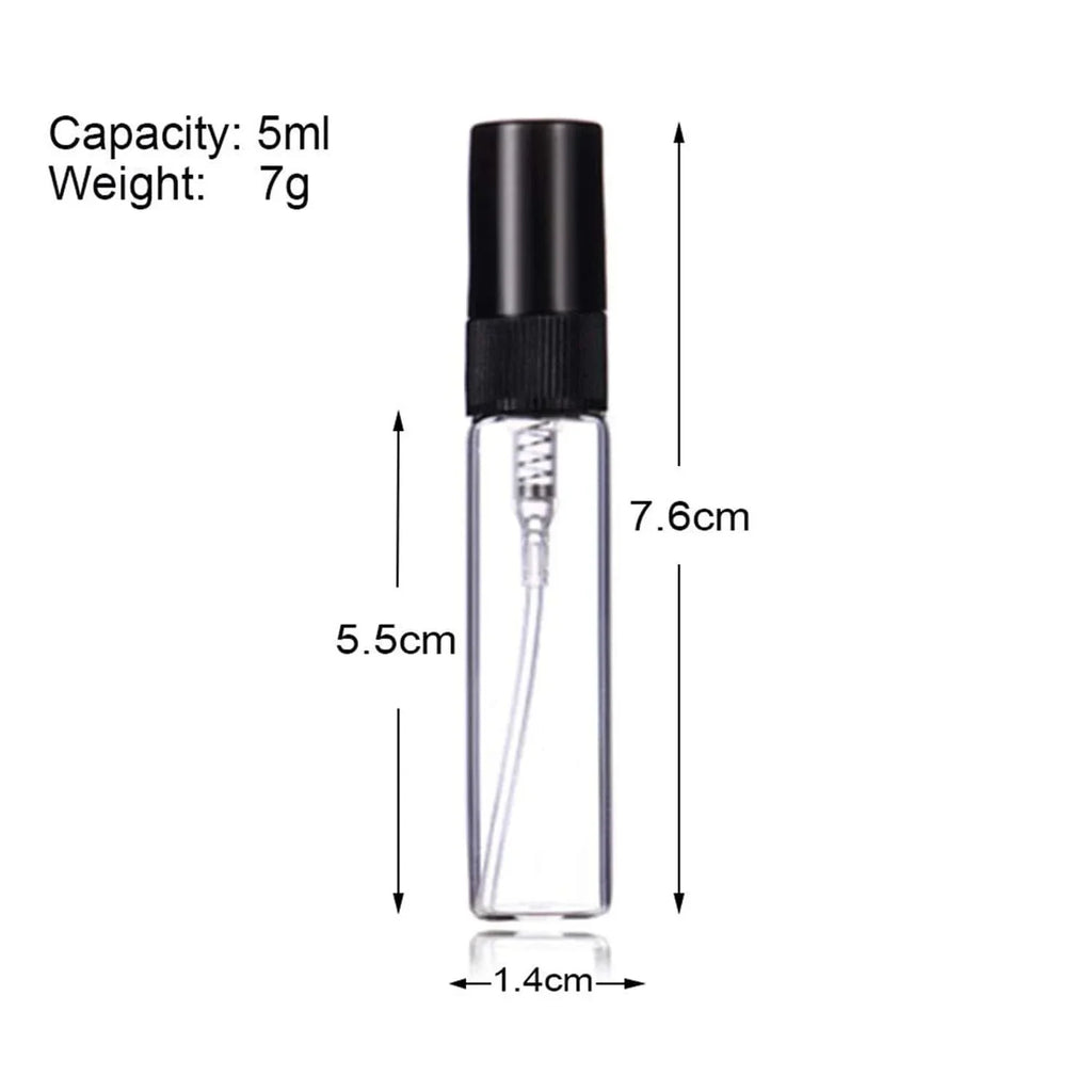 vvocci Mini Glass Perfume Spray Bottle Set – 24pcs 5ml Bottles with 20 Spray Nozzles, 2 Funnels & 2 Droppers Quake