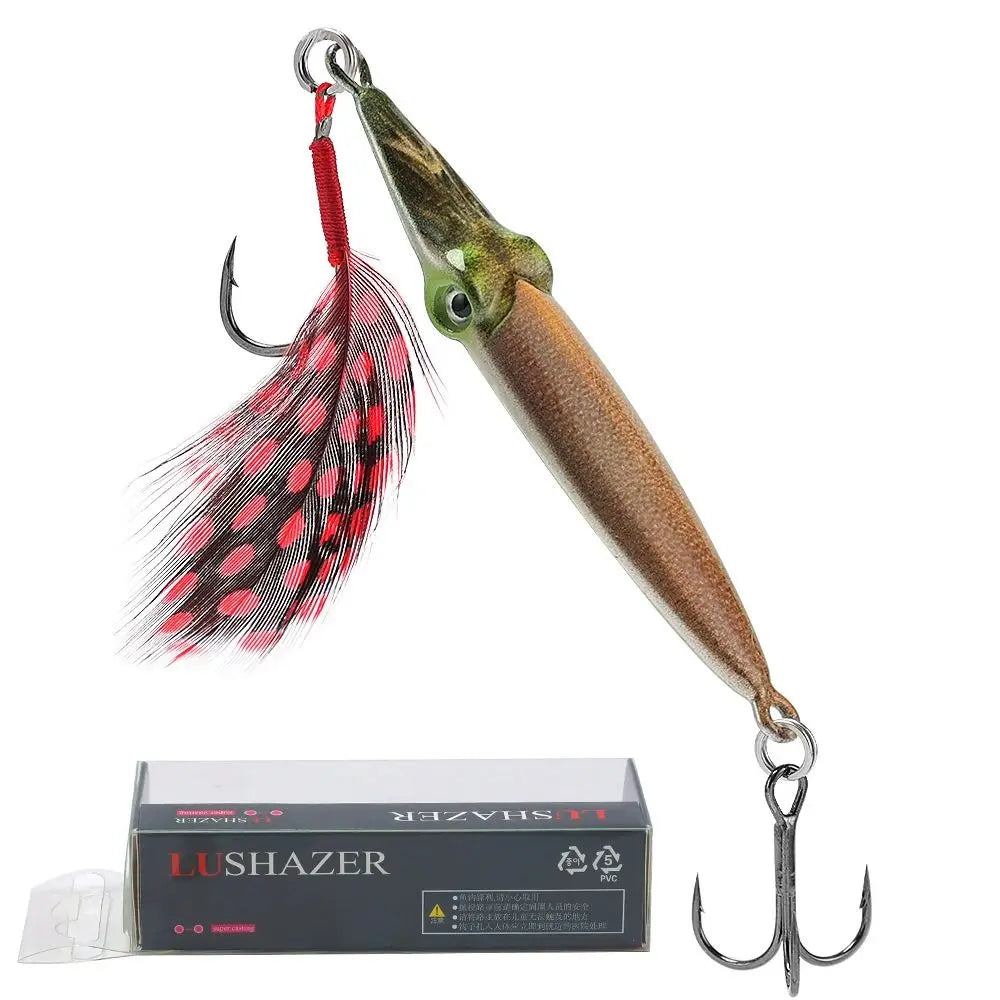 Universal Metal Fishing Lure 3D Eyes jigging Fishing Tackle Sinking Lifelike Hard squid Bait Outdoors Quake H