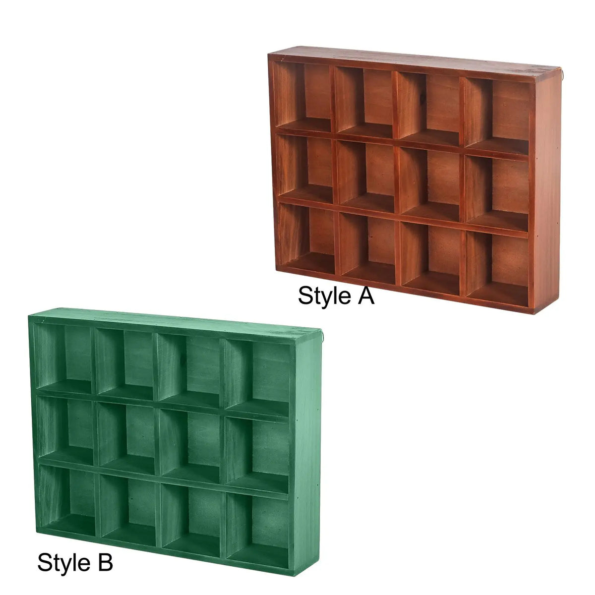 Wooden Wall Mounted Shadow Box Display Shelf with 12 Compartments Floating Shelving Unit for Small Keepsakes Miniatures Quake