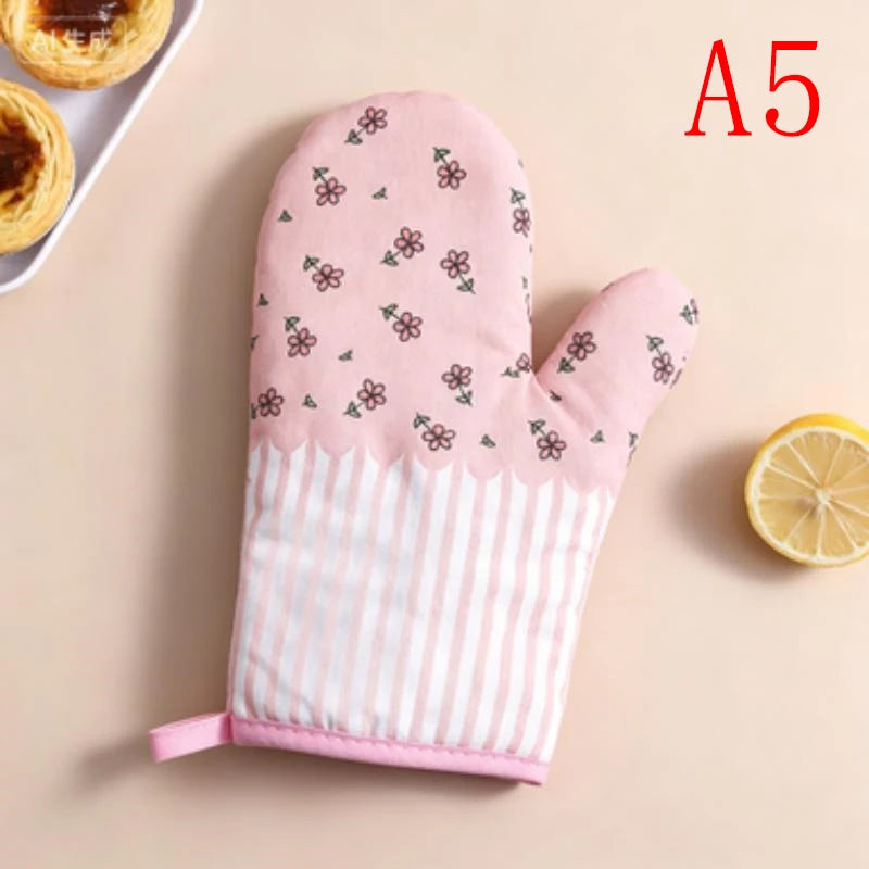 1Pcs Thickened Plaid Microwave Oven Gloves Heat Resistant Anti-scald Insulation Gloves Kitchen Baking Tools Quake A5