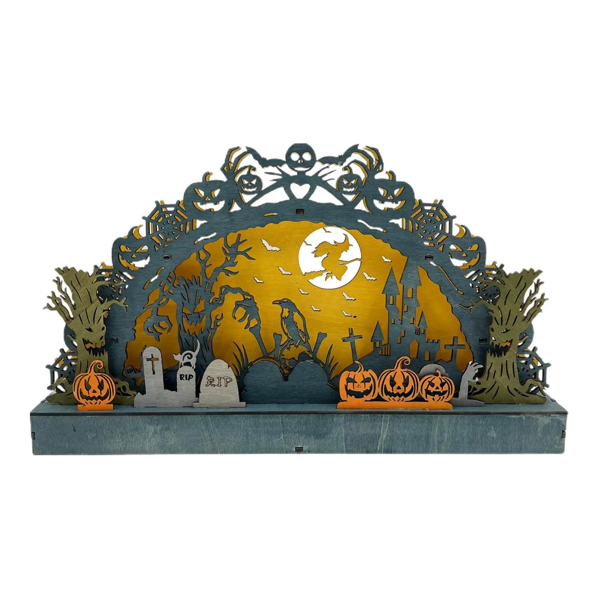 Halloween Tabletop Decoration Wooden Craft for Dinner Party Halloween Themed Quake Style B