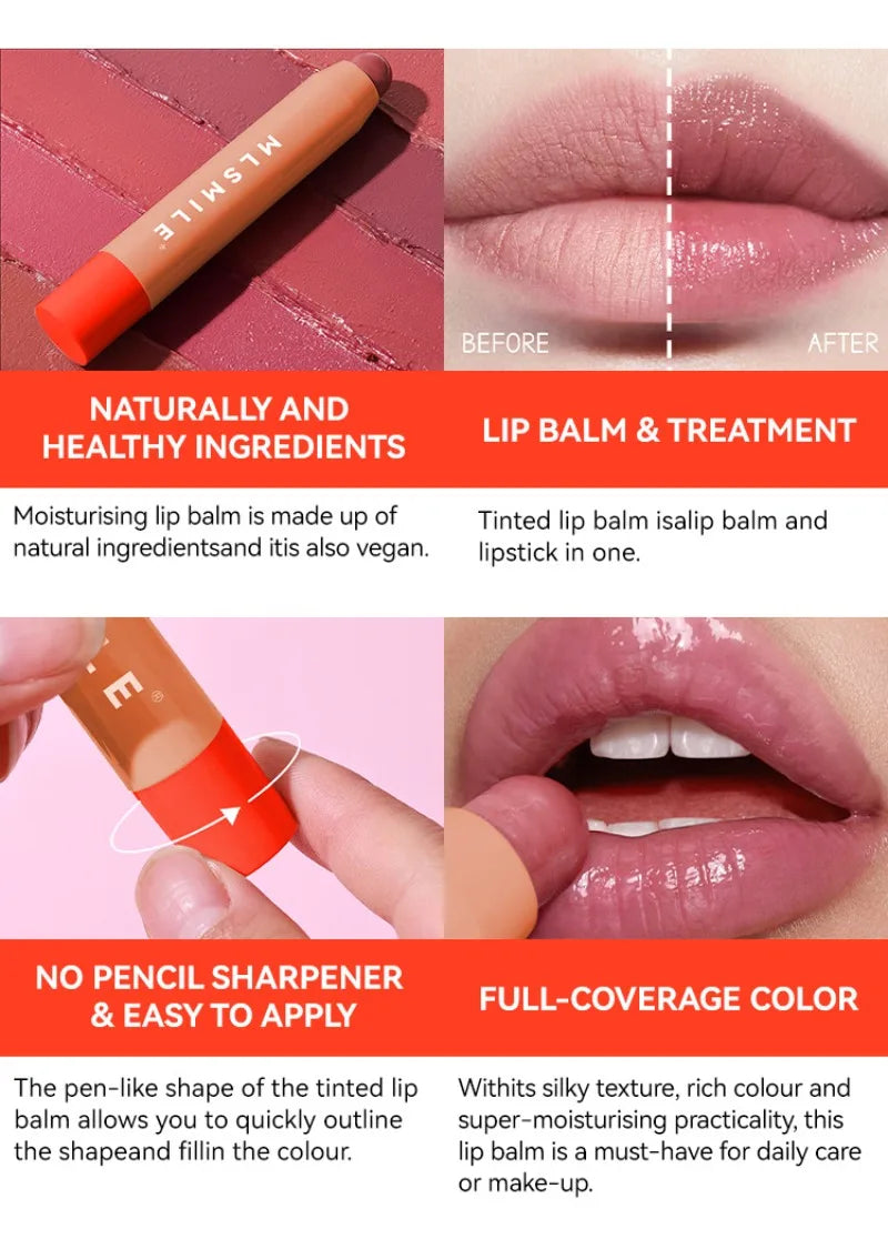 6 Colors Lipstick Pen Waterproof Long-Lasting Natural Shine Moisturizing Non-stick Perfect Sexy Lip Gloss Women Makeup Quake