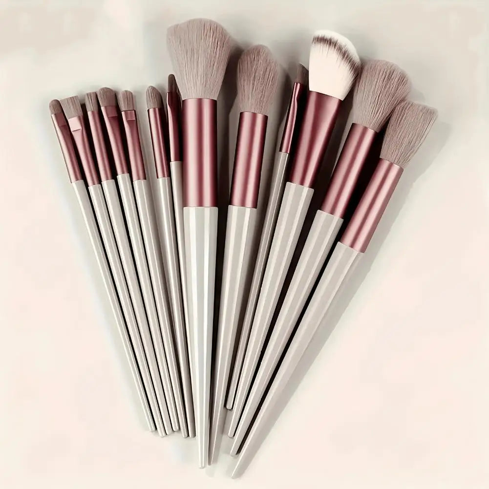 13Pcs Coffee Lotus Pink Makeup Brush Set Ultra Soft Blush Foundation Eyeshadow Highlighter Brushes Professional Cosmetic Tools Quake