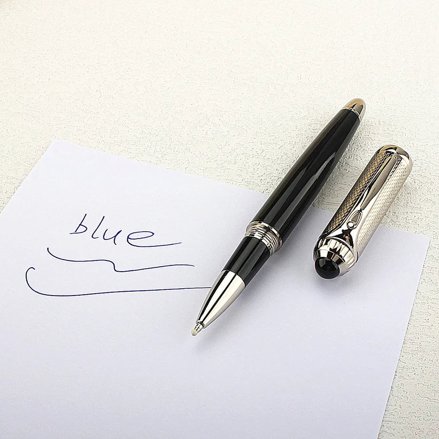 Luxury Business Blue Big Size Metal Rollerball Pen / Ballpoint Pen Silver Clip Blue Ink for Writing Office Writing Gift Pen Quake 148-9