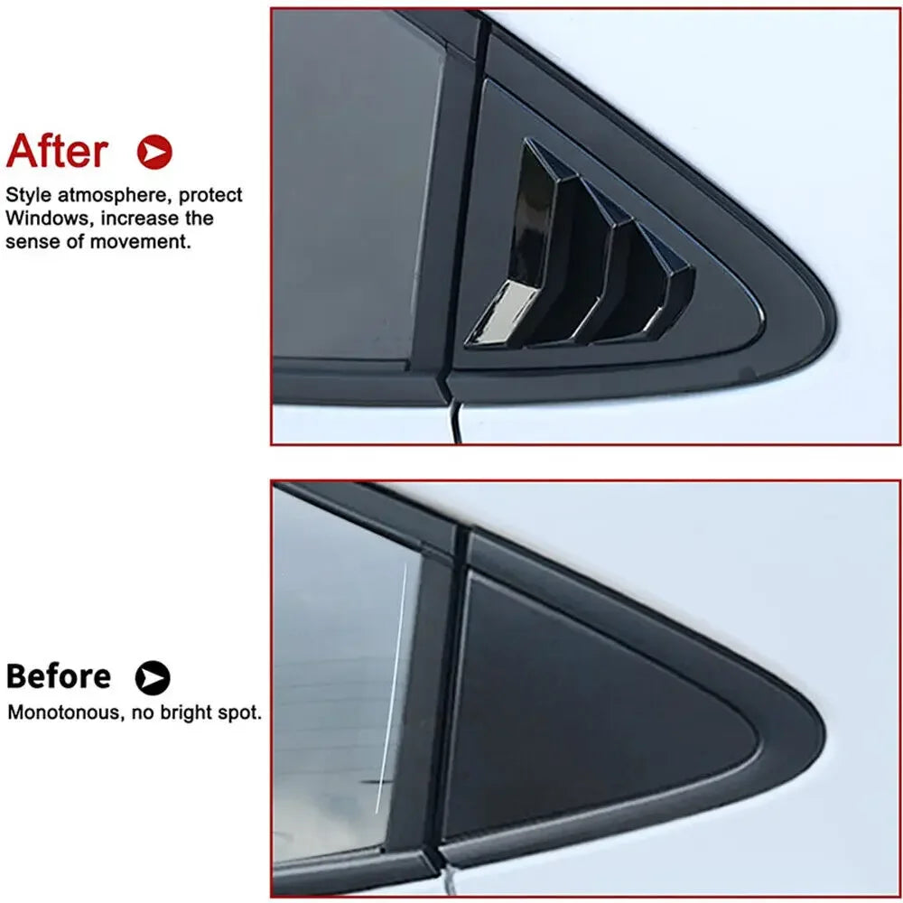 For Toyota Corolla Sedan 2019-2023 Car Rear Louver Window Side Shutter Cover Trim Sticker Vent Scoop ABS Carbon Fiber Black Quake