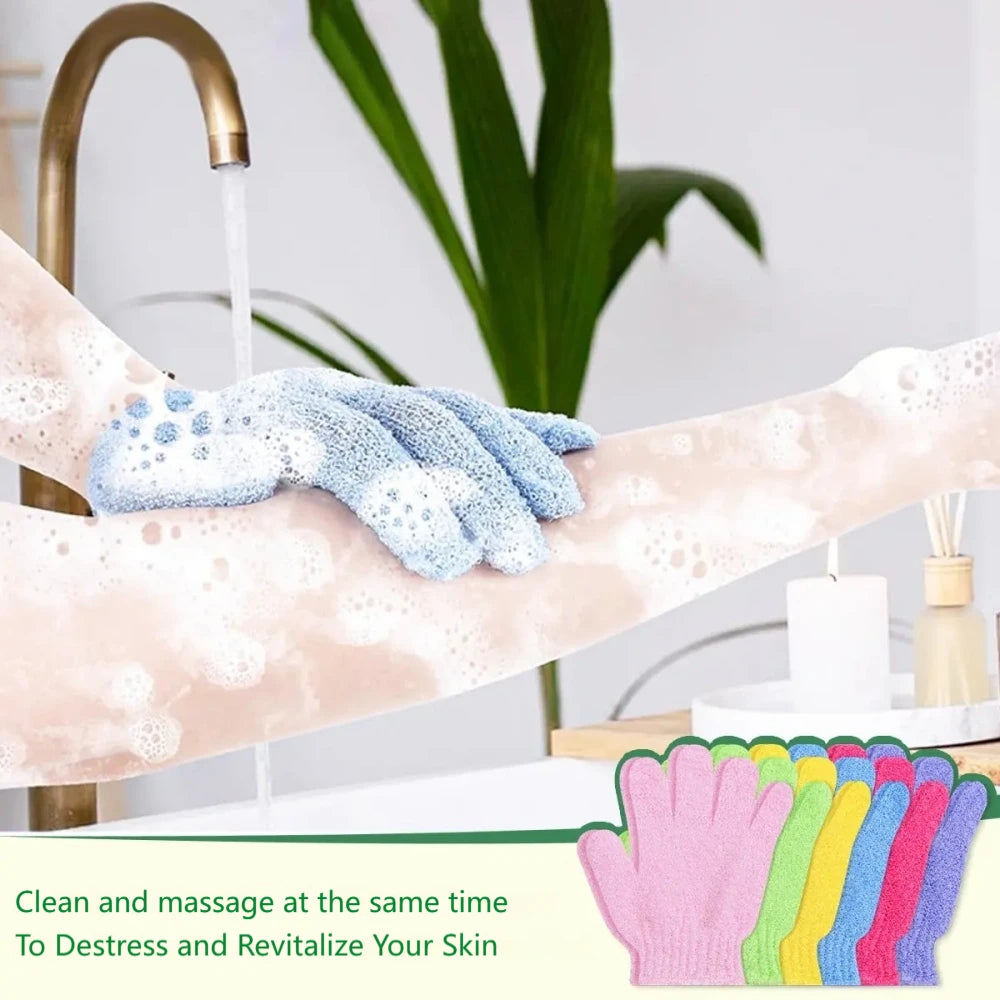 12Pcs Exfoliating Bath Gloves, Deep Scrubbing Shower Gloves Body Scrubber, Skin Spa Massage for Smooth Skin-Spa&Massage Quake
