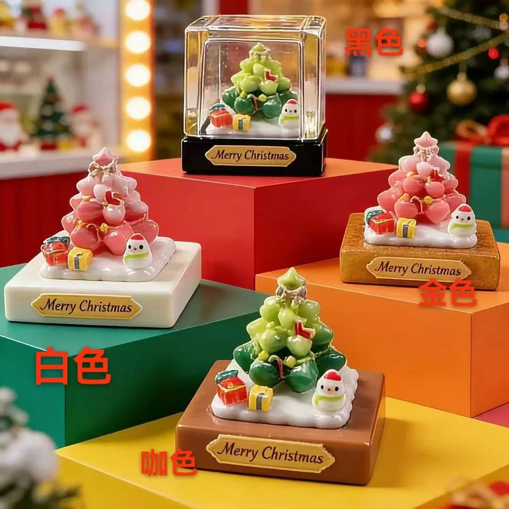 2Pcs Kawaii Christmas Set Box Miniature Figurines Resin DIY Crafts Statue Fairy Garden Accessory Desktop Ornament For Home Decor Quake
