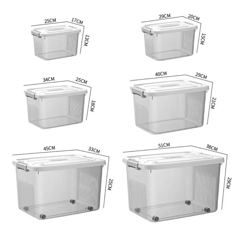 Practical Transparent Black Storage Box Plastic Stackable Organizing Box with Lid Space Saving Tote Container Home & Garden Quake