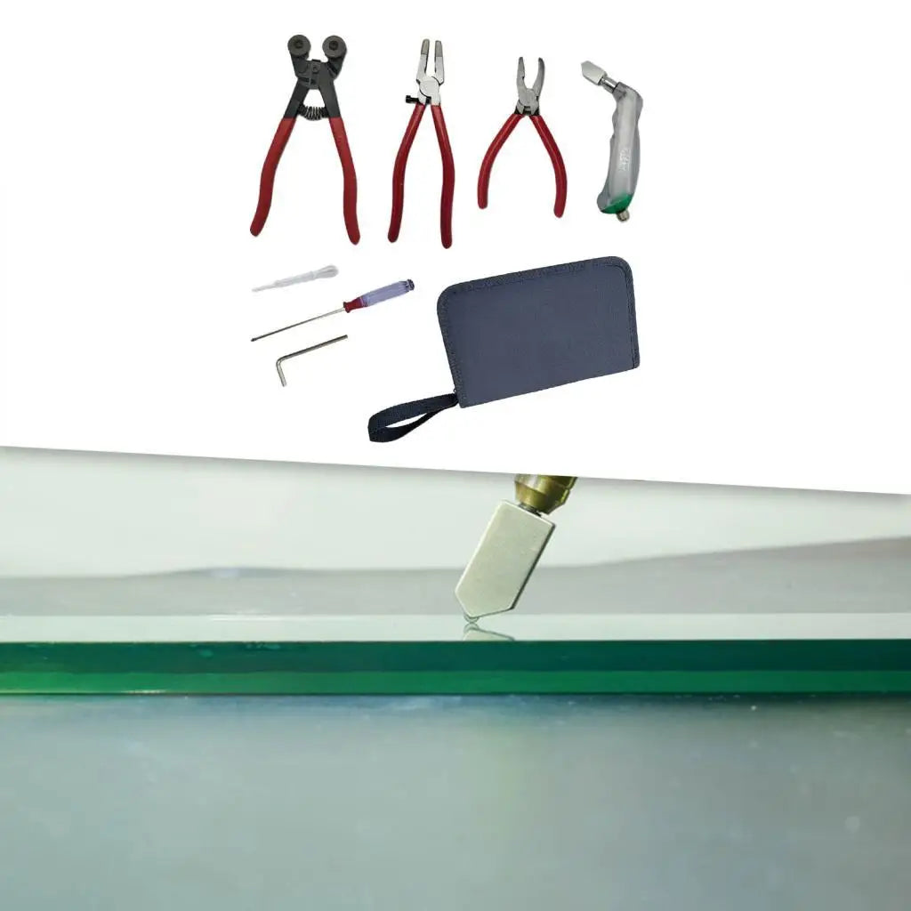 Glass Cutting Tool Set Professional Oil Feed Glass Cutter with 2 Pliers Scribe Engraving Pen Oil Dropper for Mirrors Mosaic Quake