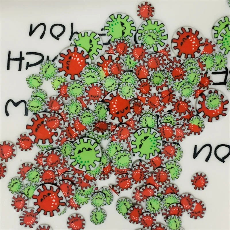50g/Lot 5/10mm Halloween Red Green Poisonous Clay Slices Sprinkles Soft Pottery for DIY Crafts Filling Accessories Quake 5 10mm mixed