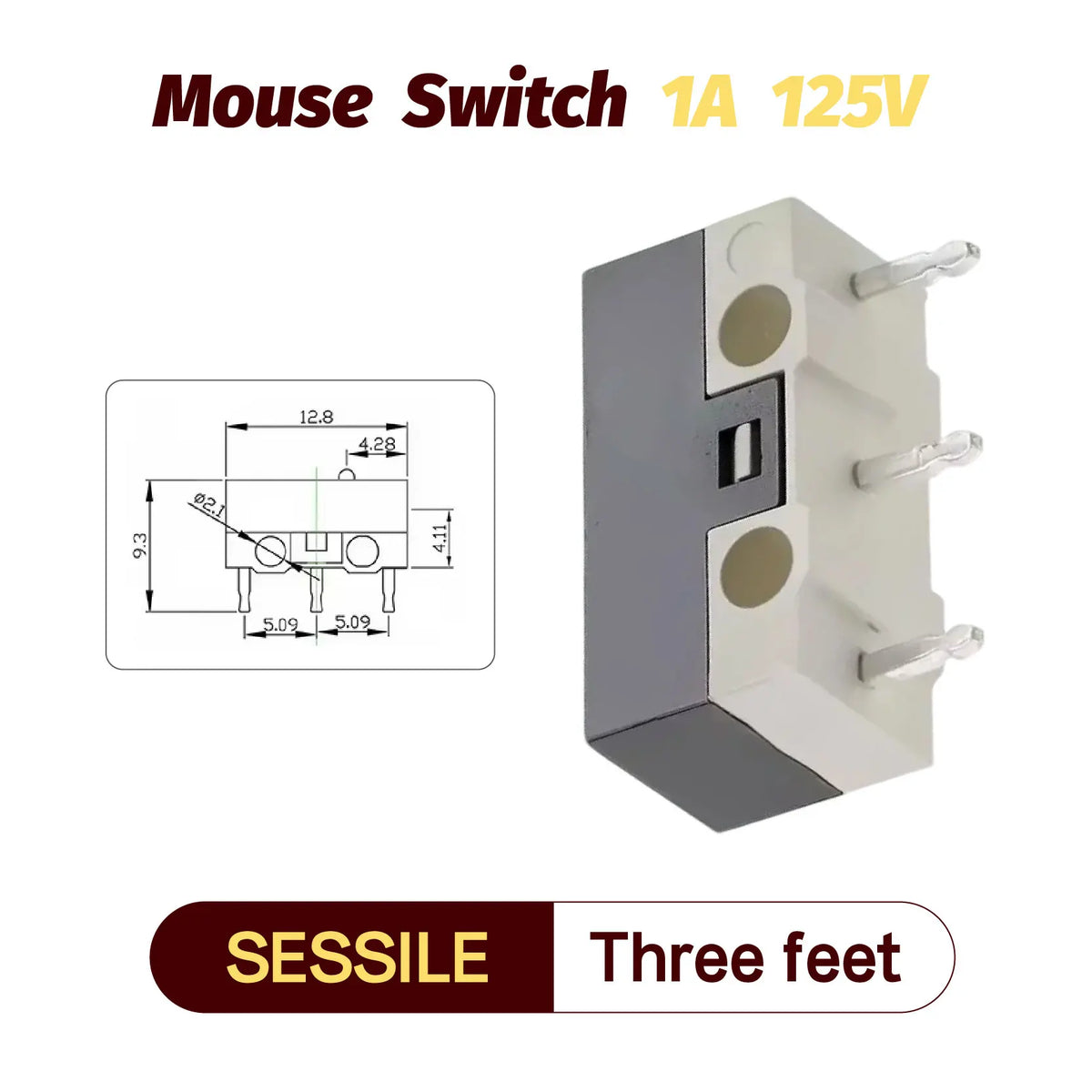 20/100/1000Pcs Micro Limit Switch Momentary Push Button Switch 1A 125V 3Pins SPDT Mouse Switch Quake SESSILE 1000PCS