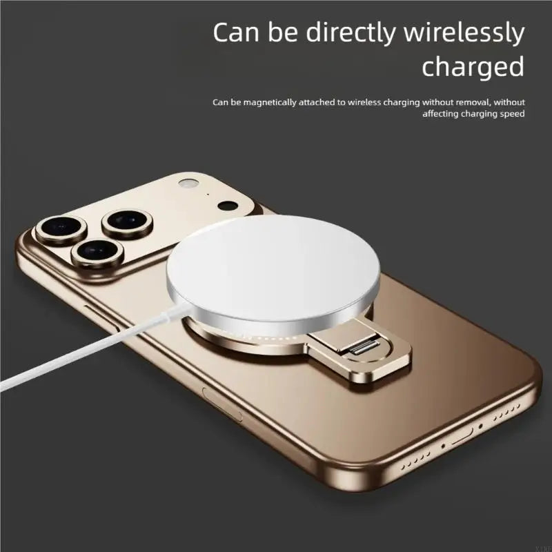 Thin Portable Foldable Phone Holder 360 Rotation Aluminum Phone Stand Simple Installation for Magnetic Devices K1KF Quake