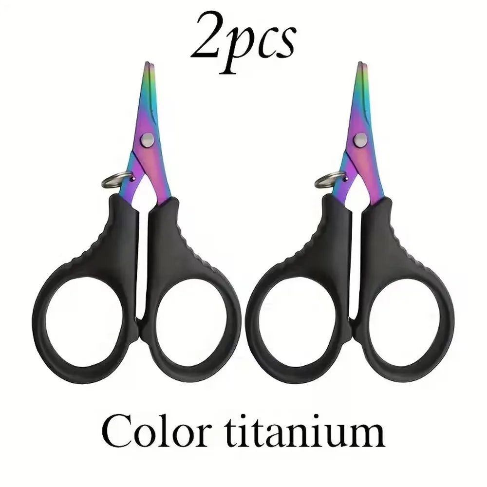2Pcs Heavy-Duty Fishing Scissors, Non-Slip Serrated Edges, Suitable for Cutting Braided Line in Saltwater & Freshwater, Basic Fishing Quake Colorful2Pcs
