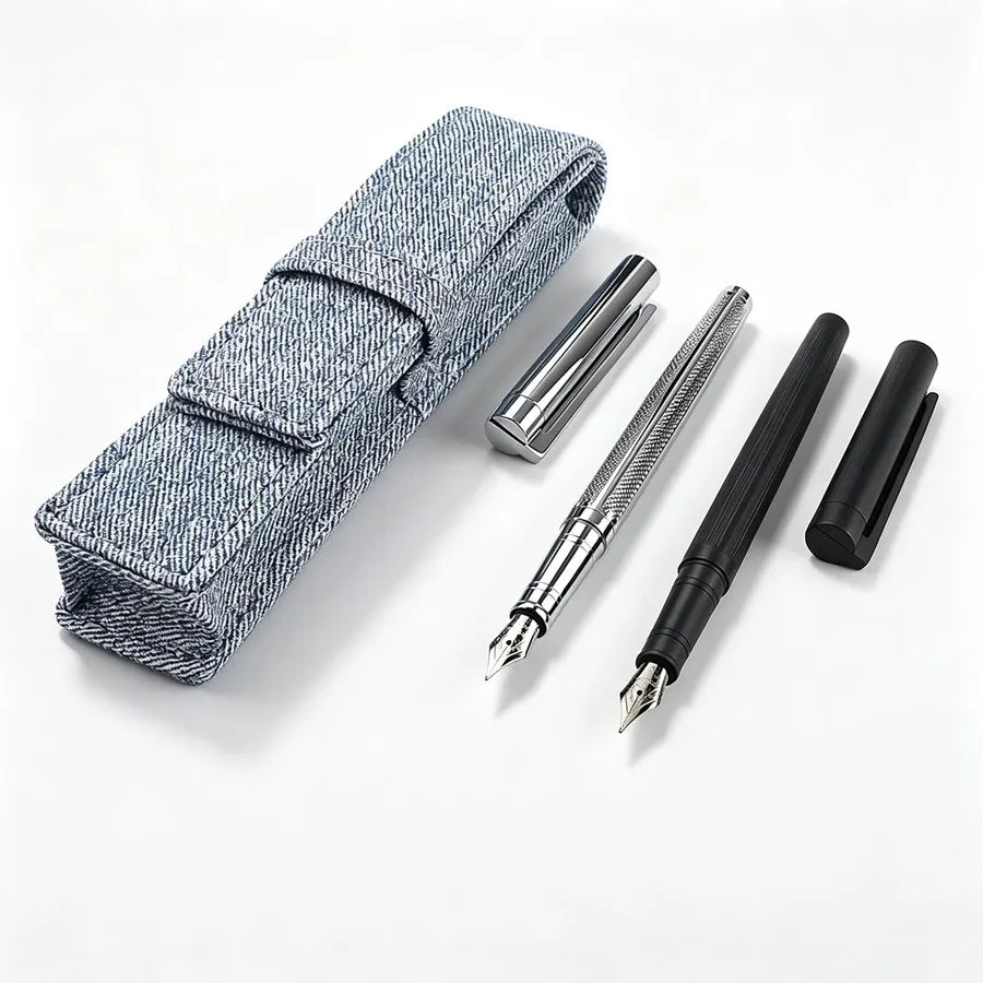 reticulation Striped Metal Fountain Pen F Nib Matte Black Office Signature Writing Ink Pen Gift Quake