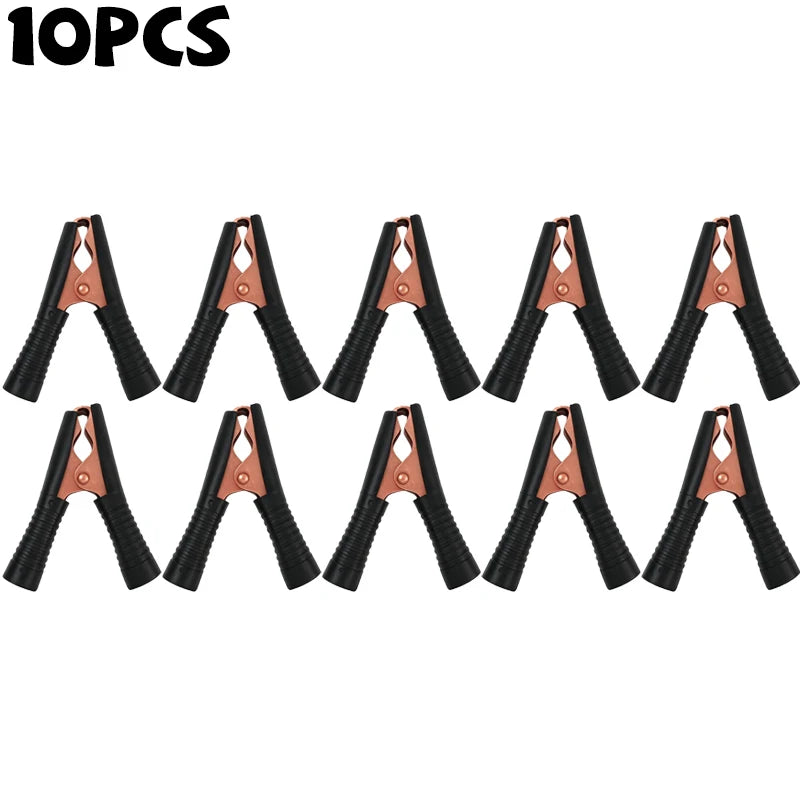 10/1PCS 100A Insulation Alligator Clips Black Red Set for Circuit Testing Multimeter Test Plug Adapter Cable Probes Connector Quake Black-10pcs