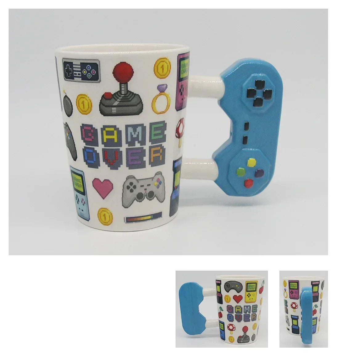 Handmade Ceramic Coffee Cup 350ml Game Controller Style Home Breakfast Milk Cup Creative Birthday Gift Quake Blue 350ml
