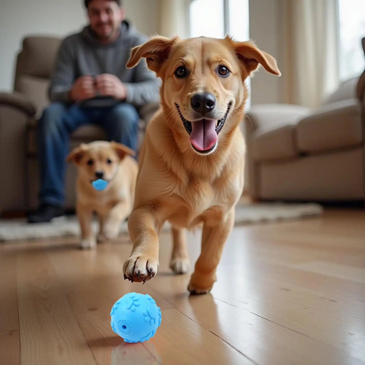 Puppy Chew Ball Squeaky Bouncy Pet Teething Toy for Home Garden Park Living Room Bedroom Garage Farmhouse Poolside Quake